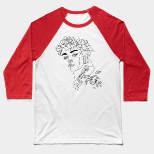 Woman Face with flowers Baseball T-Shirt